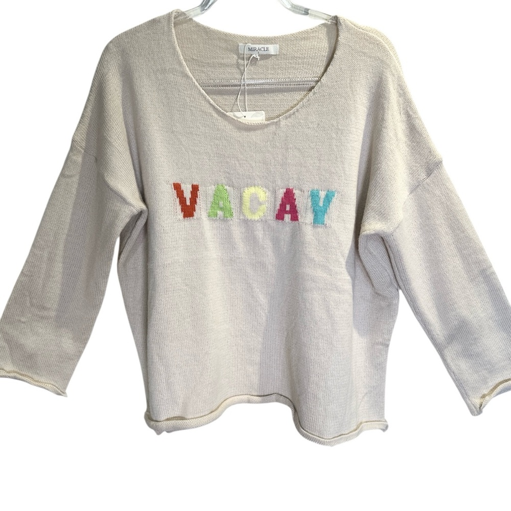 Miracle VACAY Sweater with Multicolor Letters - Picture 3 of 9